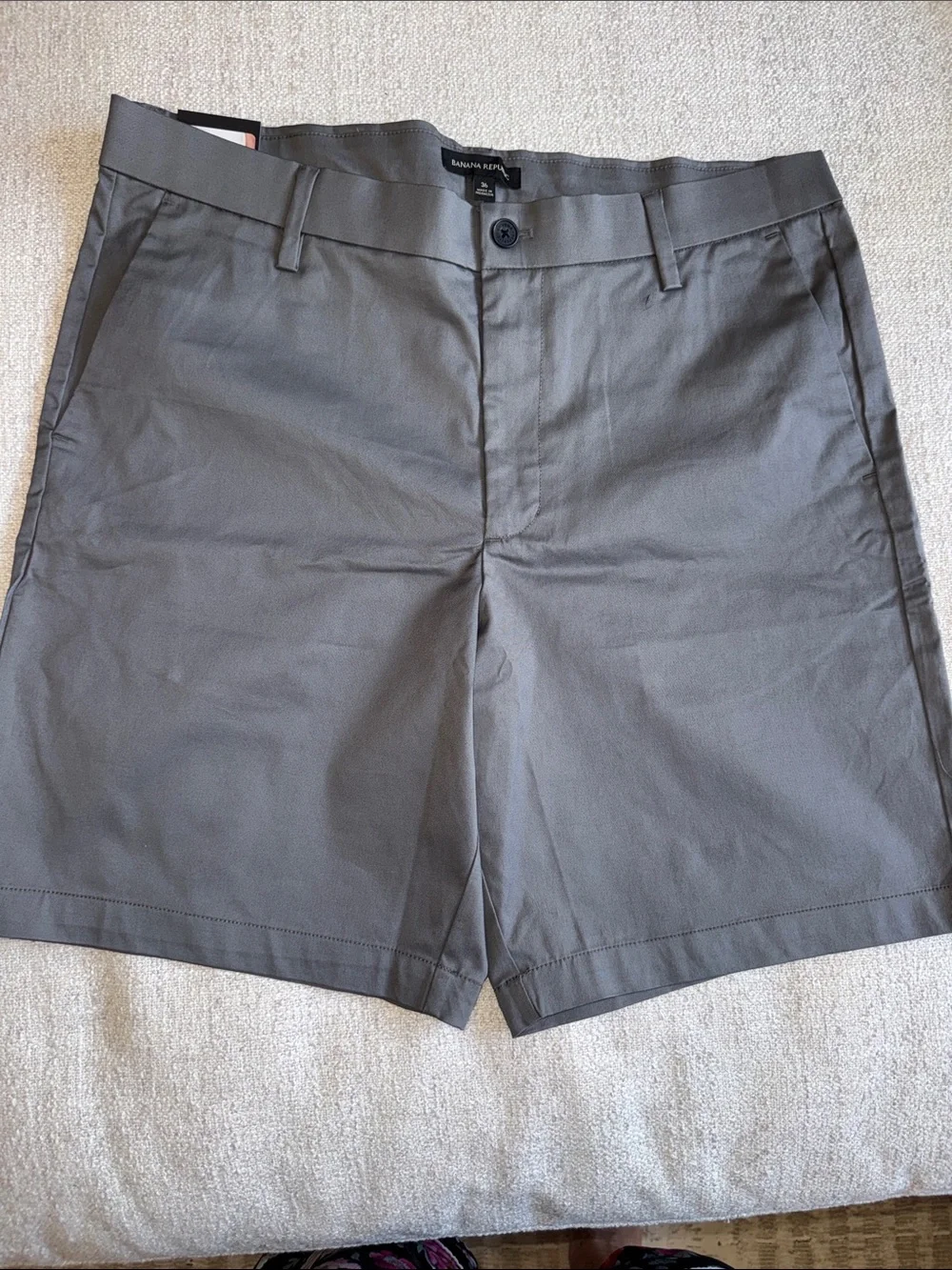 Banana Republic Men's Charcoal Flat-Front Chino Shorts